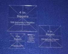 4 Piece X Square Set- 1", 2", 3",4 1/8" Clear Acrylic - Quilt Templates- No seam