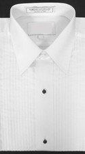 New Men's White Tuxedo Shirt Pleated Front Laydown Collar Mason Wedding S 37