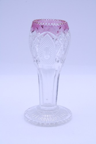 EAPG "New Hampshire" Ruby Flash Vase 6.5" US Glass #15084 AKA Bent Buckle AS IS - Picture 12 of 19