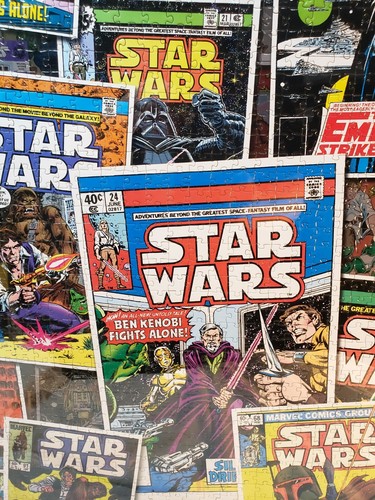 STAR WARS 1000 PIECE JIGSAW PUZZLE ASSEMBLED NEW FRAME OLD MARVEL COMICS COVERS - Picture 4 of 8