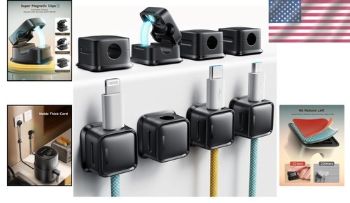 Kabel Organizer Clips, 8er Pack Magnetische Kabelhalter, Starker Kleber, Bürogebrauch - Bild 2 von 11
