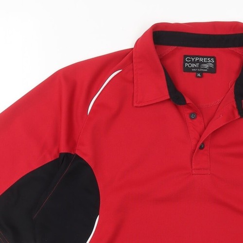 Cypress Point Mens Red Polyester Blend Polo Size XL Collared Pullover - Picture 5 of 12
