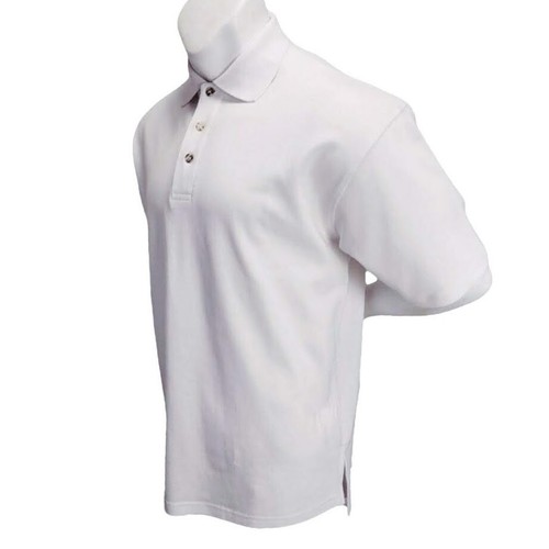 New Polo Shirt Mens Vintage Casual Golf Performance White Large 100% Cotton NOS - Afbeelding 2 van 7