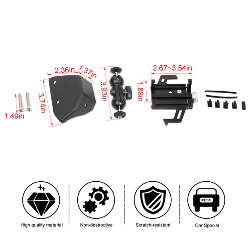 3PCS Black A-Pillar Grab Handle Phone Mount Left Side for Ford Bronco 2021-2024 - Picture 9 of 10