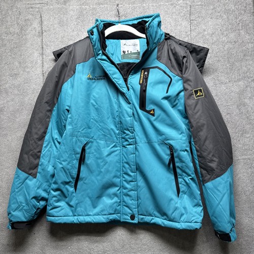 Moerdeng Jugend XL Skijacke blau grau wasserdicht Kapuze Wintermantel - Bild 1 von 11