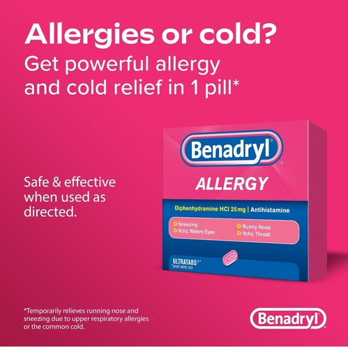 Benadryl Allergy 25mg Antihistamine Ultratabs, 100 Tablets   Exp 10/2026 - Bild 8 von 13