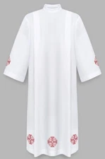 Alb with Red Jerusalem Crosses Alba Aube Albe Camice Vestment A4C