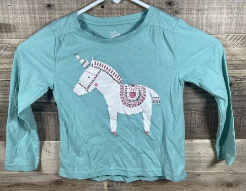 Kids Korner Girls 4T Unicorn Shirt Blue Green White Pony Long Sleeve Casual Top - Picture 4 of 6