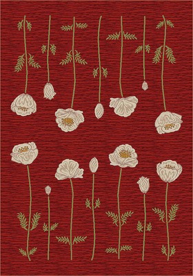 5x8 Milliken Poppy Rug Garnet Country Mirrored Area Rug - Approx 5'4''x7'8''
