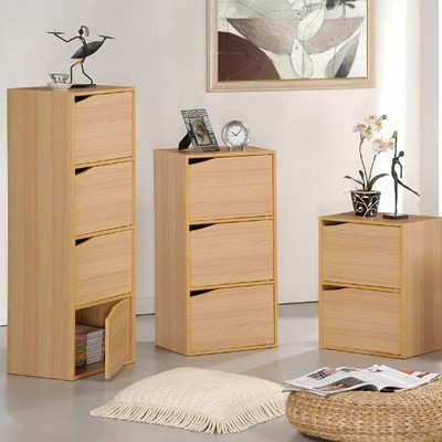 Steam Beech Furinno 11204SBE Pasir 2 Tier Bookcase with 1 Door with Out Handle