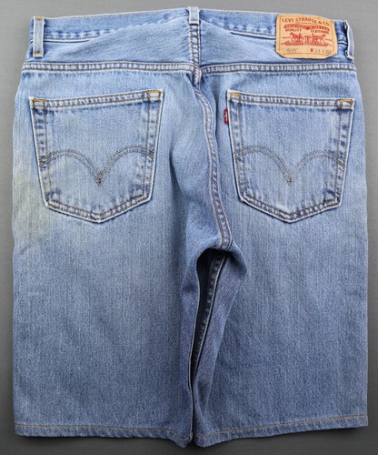 Pantaloncini jeans Levi's 505 regular fit vintage 2003 lavaggio medio 1005 cotone taglia 34 - Foto 8 di 11