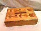 Vintage Decorative Inlaid Geometric Wooden Folk Art Box with Lid Hand Crafted