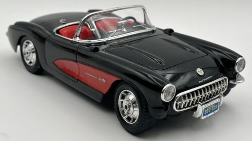 Burago 1957 Chevy Corvette Diecast Car 1:18 Scale Black Red Car Italy - Picture 7 of 17