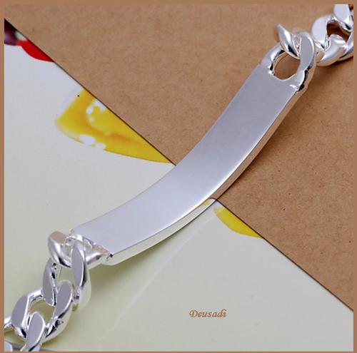 PULSERA  DE PLACA PARA ESCRIBIR NOMBRE TAMAÑO DEL PUÑO 20 CM PLATA 925 - Imagen 4 de 4