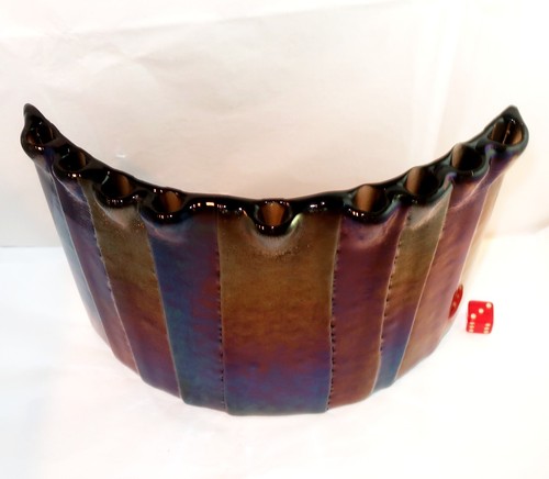 SÄULEN BRONZE MENORAH von Glasslight Studio gebogen Chanukka Kunstglas 9 Kerzen - Bild 6 von 9