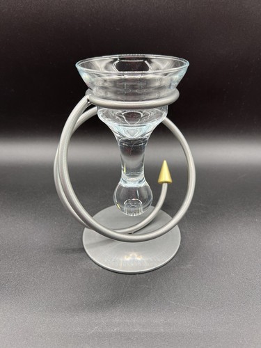 Mid Century Modern Atomic Style Blown Glass Candle Holder, Made In Poland - Picture 8 of 11