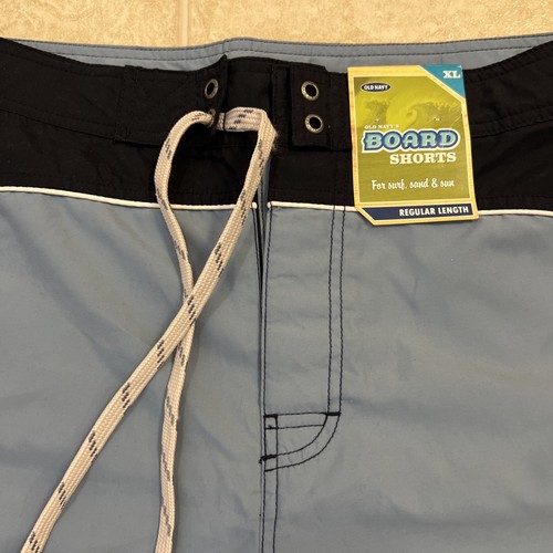Old Navy Mens Swim Board Shots Blue/lighTBlue Tie Waist Back Pocket Size XL ^NWT - Picture 2 of 7