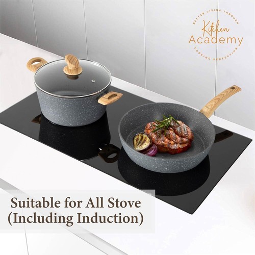 Kitchen Academy Induction Cookware Sets - 12 Piece 12 PCS Set, Gray  - Picture 4 of 8