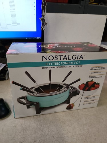 Nostalgia 12-Cup Electric Fondue Pot, Aqua 082677003959 - Picture 1 of 6