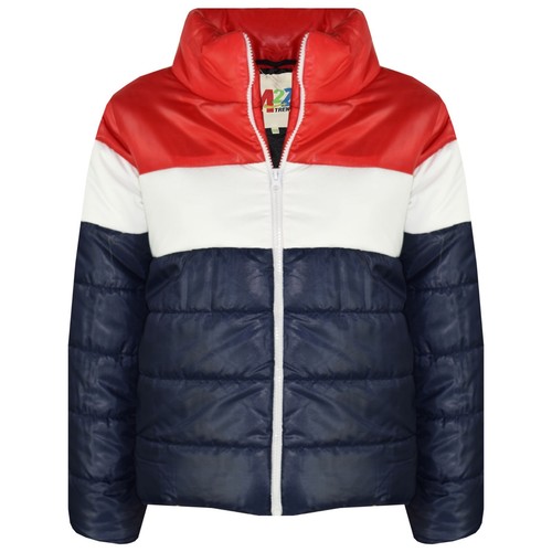 Kids Boys Girls Contrast Panel Designer Jackets Quilted Padded Warm Coats 5-13 Y - Picture 17 of 26