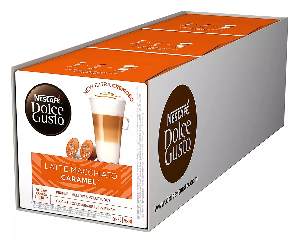 Nescafe Dolce Gusto Coffee Capsules, Caramel Latte Macchiato 48 Single  Serve Pod