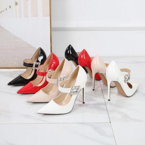 Sexy hochhackige Herren-Damenschuhe T-Riemen Lackleder Strass spitz Drag Queen - Bild 4 von 28