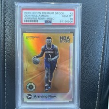 2019-20 Hoops Premium Stock Zion Williamson #2 Arriving Now Holo PSA 10