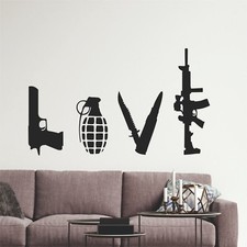 Banksy Style Love Weapons Wall Art for Living Room Bedroom Study etc 3 Sizes LW1