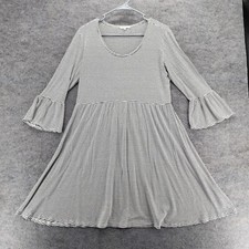 Maurices Dress Womens Medium 3/4 Sleeve Black White Striped