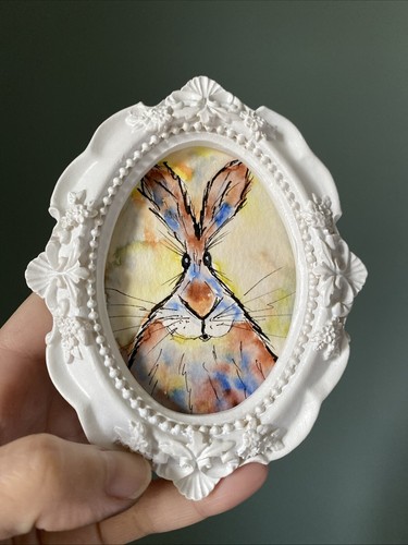 5/4 Abstract Bunny,rabbit,Painting On Paper,framed,cute,funny,miniature, - 第 5/5 張圖片
