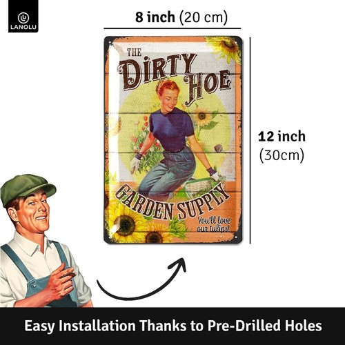 Vintage Tin THE DIRTY GARDEN, Farmhouse Metal Sign, Funny Outdoor Metal Sign for - Picture 4 of 8