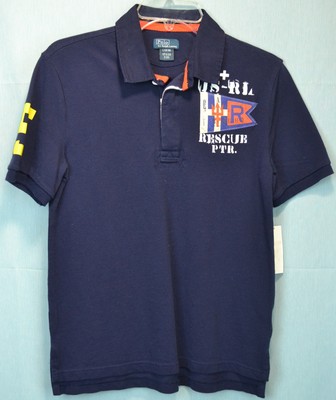 Cheapest Ralph Lauren Polo Boys Navy Cotton Mesh Polo Shirt Size Large 1416