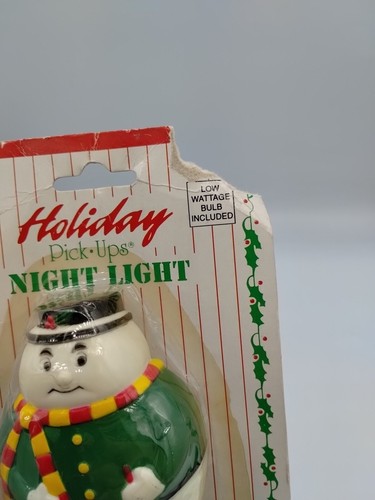 Vtg Christmas Night Light Snowman Green Sweater Plastic Holiday Pick Ups Decor  - Picture 6 of 8