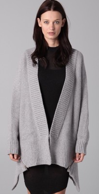 ALEXANDER WANG ZIP BACK PEPLUM OVERSIZED CARDIGAN LIGHT GRAY Size 