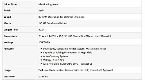Espremedor de mastigação vertical resistente Omega VRT350 baixa velocidade com estágio duplo... - Imagem 4 de 4
