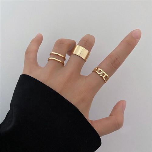 3Pcs Rings Set Stainless Steel Womens Mens Hip Hop Punk Ring Jewelry Gold/Silver - Bild 3 von 26