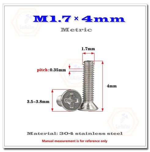 M1 M1.2 M1.4 M1.6 M1.7 M2.5 M3 M4 Edelstahl Kreuzschlitz versenkter Kopf kleine Schrauben - Bild 28 von 96