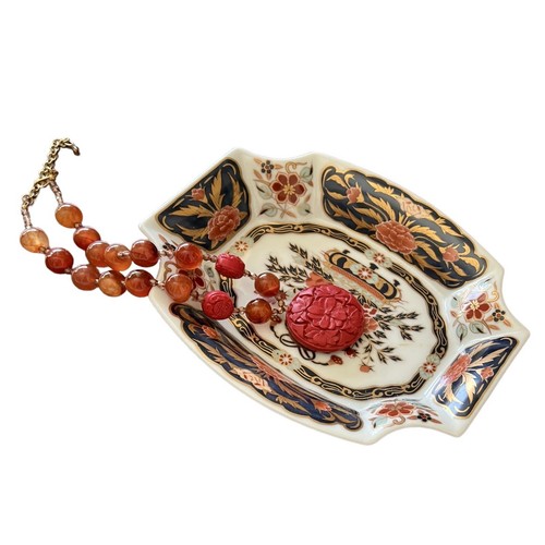 Plato de baratija Imari japonés vintage pintado a mano porcelana dorado rojo azul floral - Imagen 9 de 9
