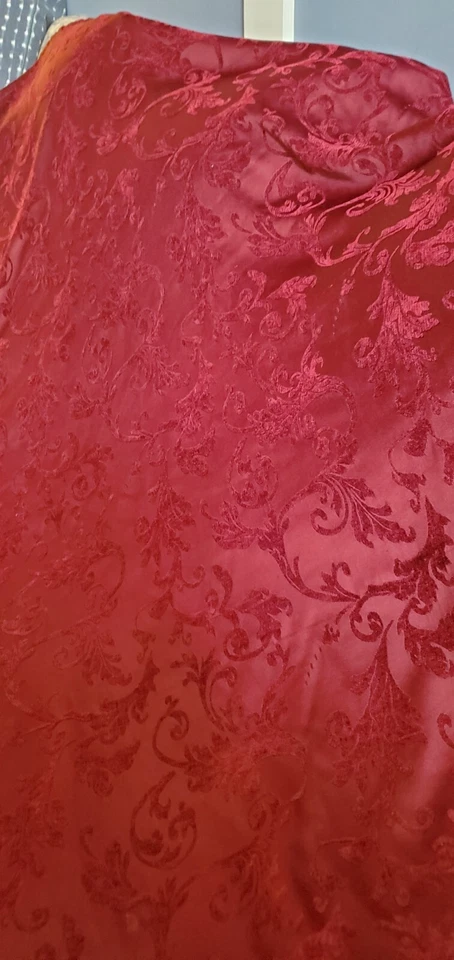 Cut Velvet By Fieldcrest, 70" Round Red Burgundy Tablecloth-It's Darker Than Pix - Image 4 of 4