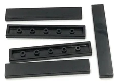 Lego 5 New Black Tiles Flat Smooth 1 x 6 Parts