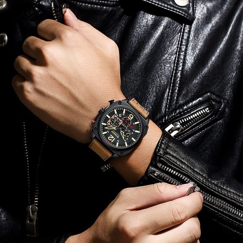 CURREN Brand Luxury Men Brown Quartz Wristwatches for Male Luminous Chronograph - Picture 18 of 32