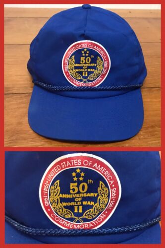 Vintage Veteranen Mütze Mütze 2. Weltkrieg 2. Weltkrieg blau Baseball Druckknopflasche Militär - Bild 2 von 10