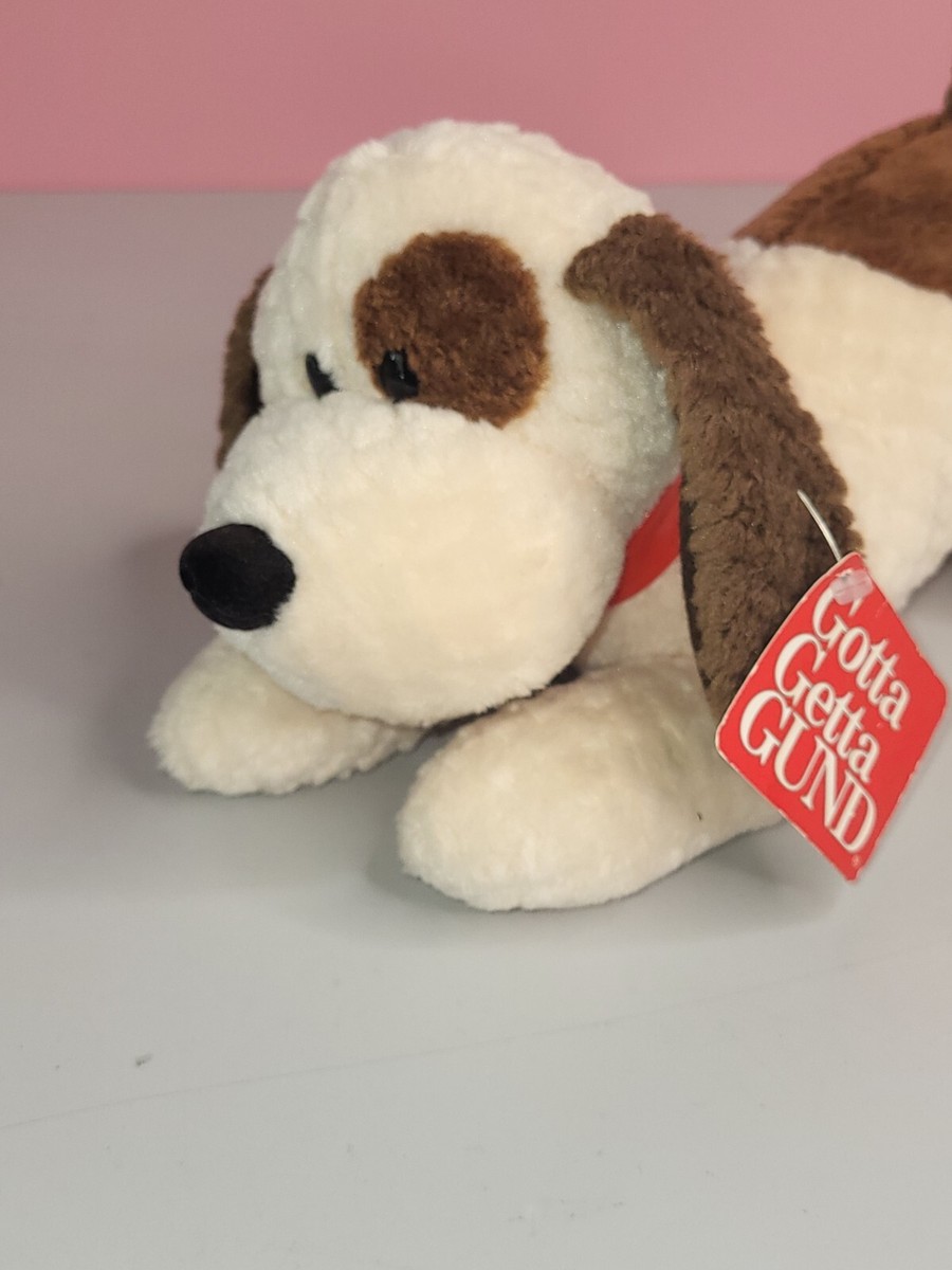 Gund Puppy Dog “Skip” 5351 Cream Brown Eye patch Red Collar 10