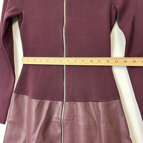 Karen Millen Zip Front Sweater Knit Dress Womens Size Small Faux Leather - Picture 6 of 11