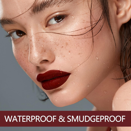 Long Lasting Dark Red Matte Liquid Lipstick - Transferproof & Cruelty-Free - Picture 6 of 12