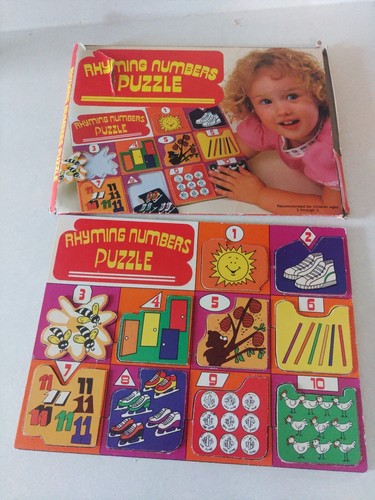 Rhyming Numbers Puzzle Child's Wooden Learning Puzzle. - Picture 1 of 6