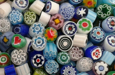 120 MURRINE MILLEFIORI VENEZIANE MOSAICO 4-6 mm COLORI MISTI TAGLIATE OMAGGIO