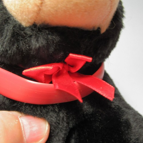 Vintage Black Plush Bear Toy With Red Collar & Leash Smoky Bear - Picture 8 of 10