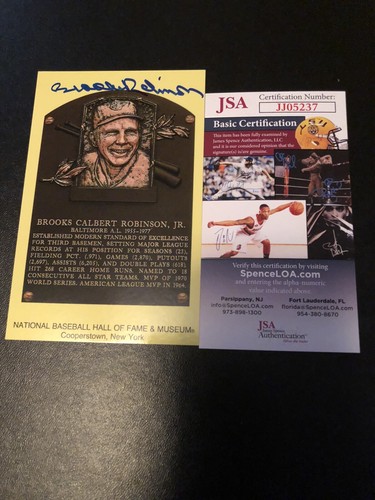 BROOKS ROBINSON SIGNED HALL OF FAME PLAQUE BASEBALL ORIOLES HALL OF FAME JSA 5 - Picture 1 of 2