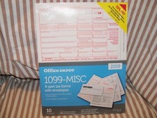 Office Depot 1099-MISC Tax Forms w Envelopes 2019, 4-Part, 10-PK Staples Tax USA